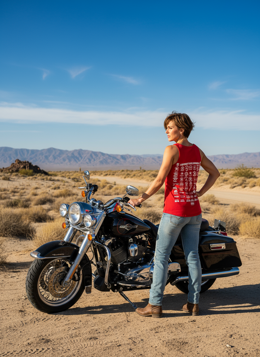 LADIES-2024 Red and White poker run tank top