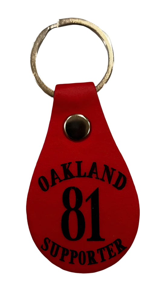 Support Oakland leather keychains