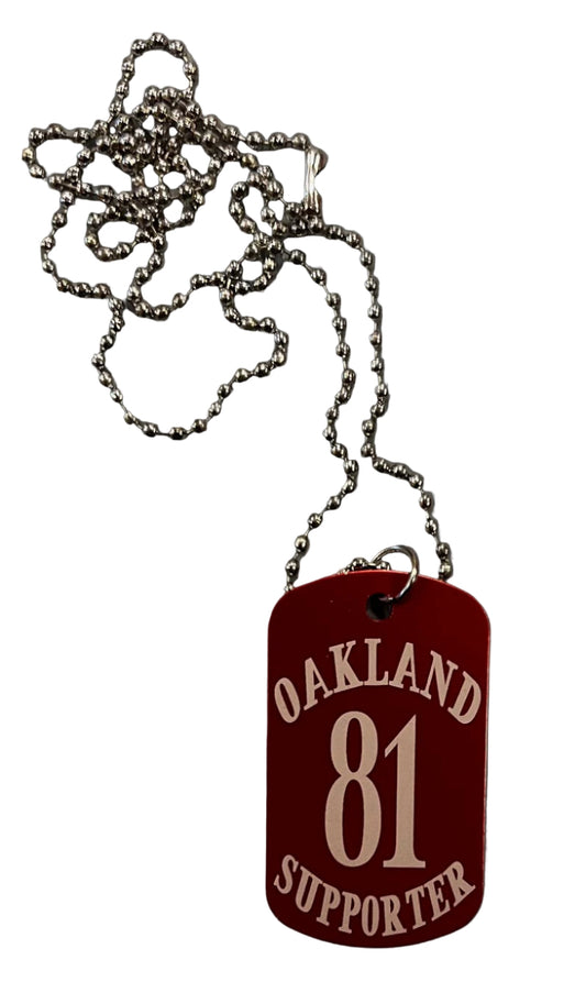 Support Oakland dog tag necklace