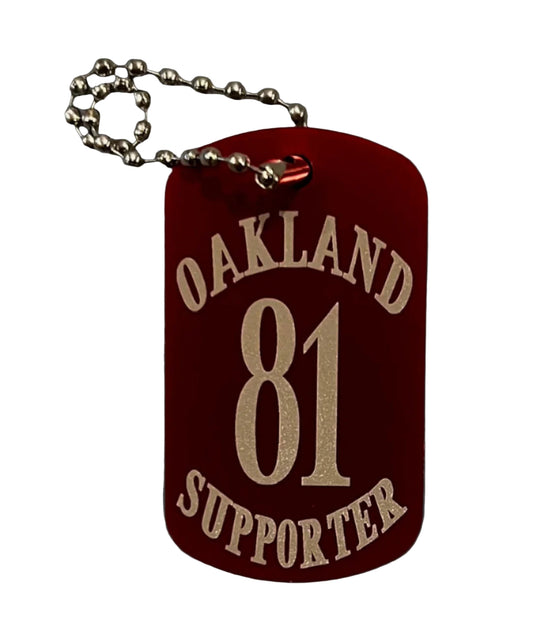 Support Oakland dog tag keychain