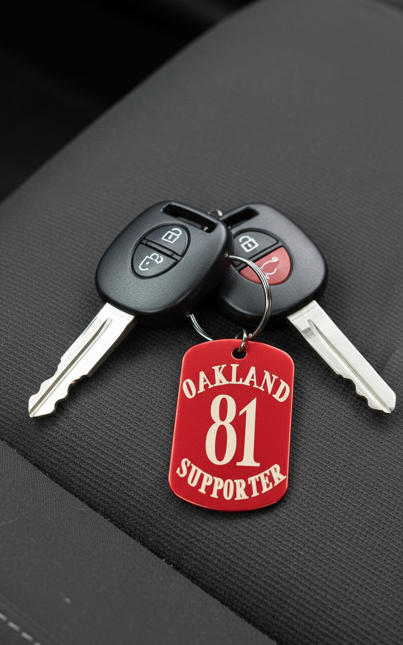Support Oakland dog tag keychain