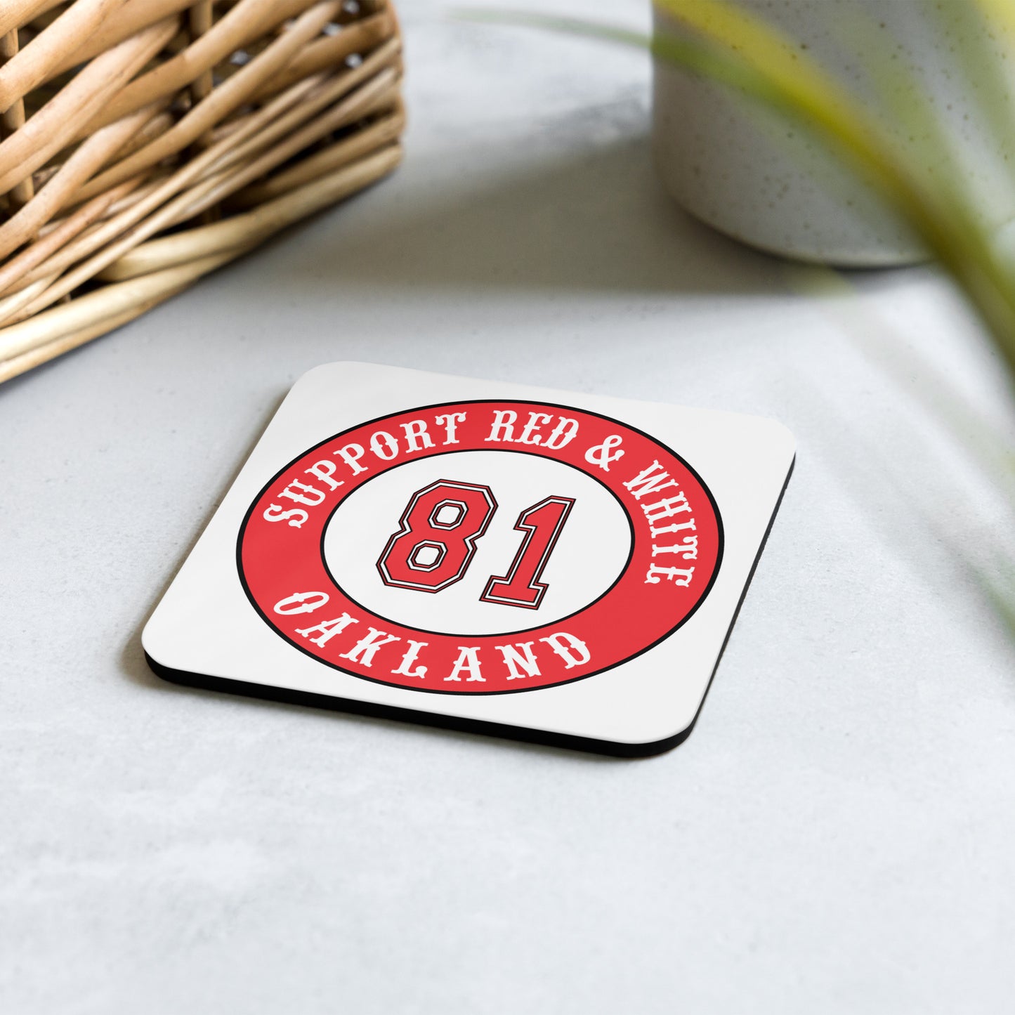 Support 81 Oakland -Cork-back coaster