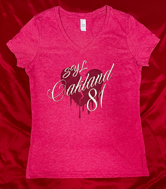 2 COLORS - LADIES  V NECK SYL OAKLAND 81 TEE