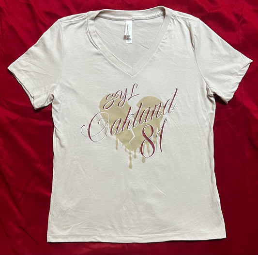 2 COLORS - LADIES  V NECK SYL OAKLAND 81 TEE