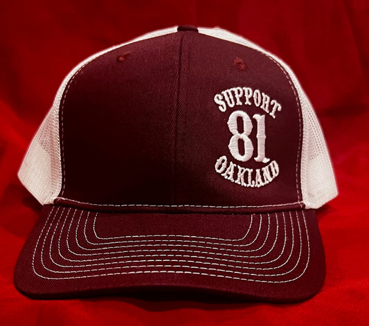 Burgundy and White Support 81 Oakland Mesh Hat