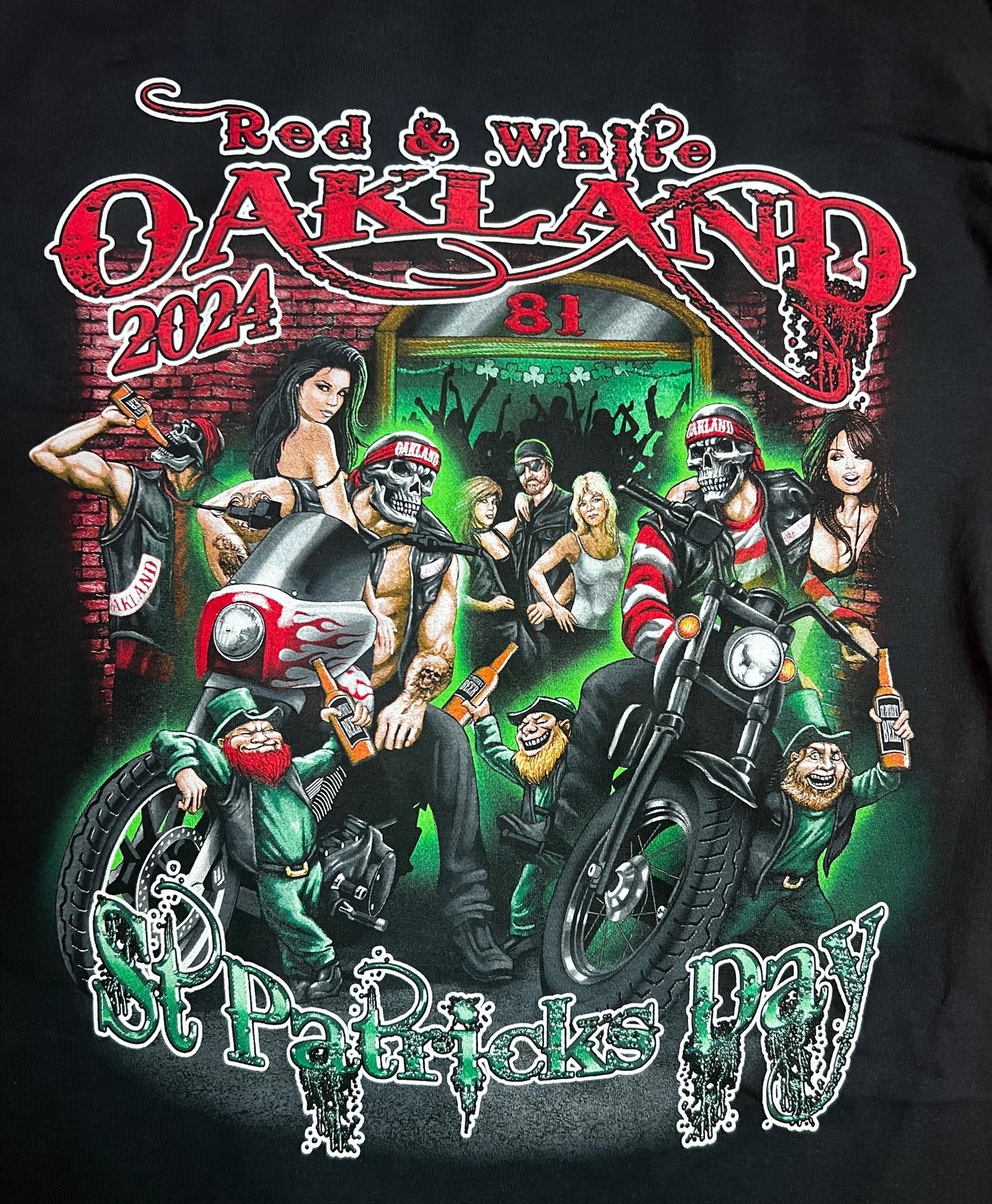 2024 Red and White OAKLAND St. Patrick's Day Party T Shirt