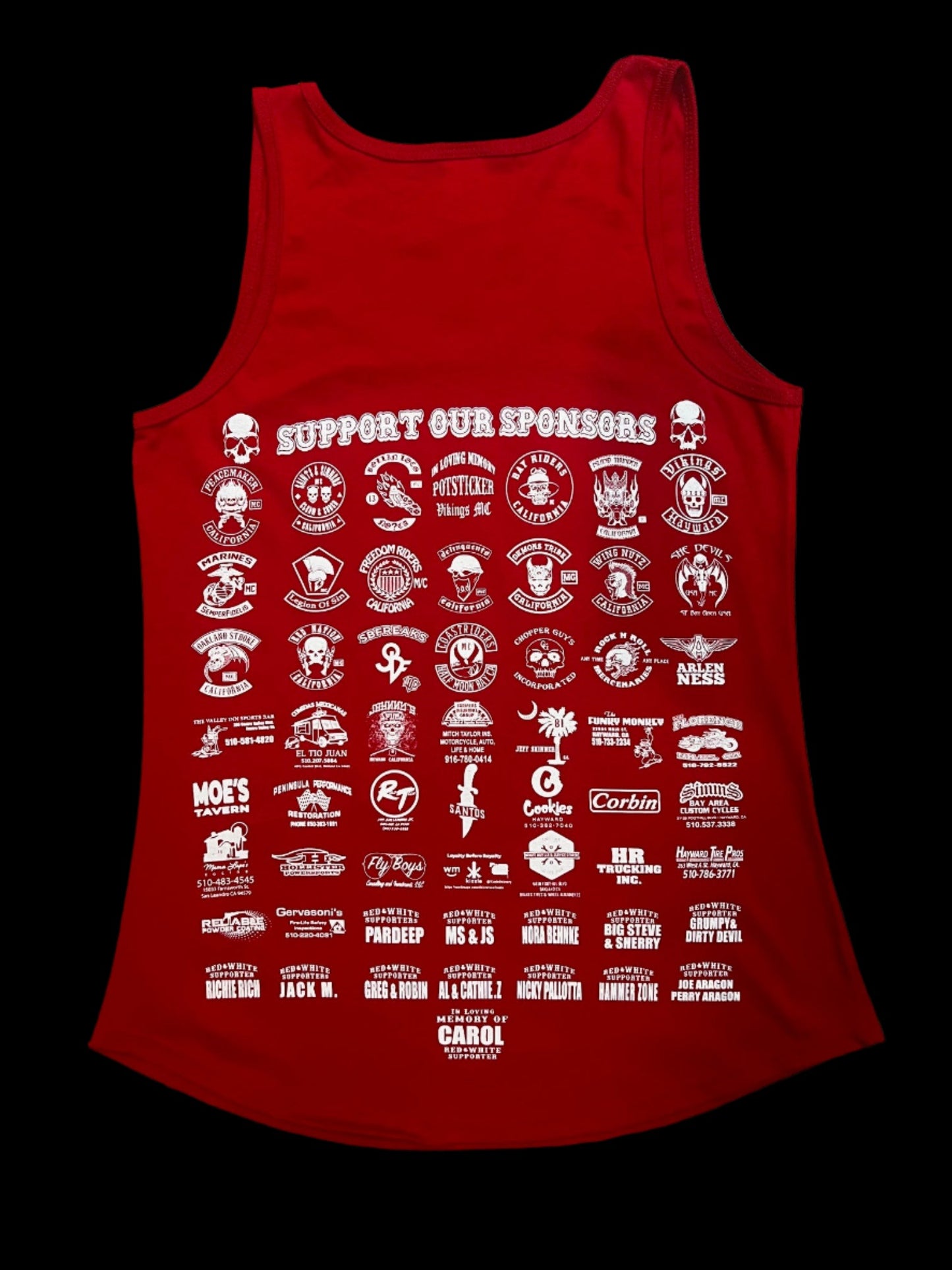 LADIES-2024 Red and White poker run tank top