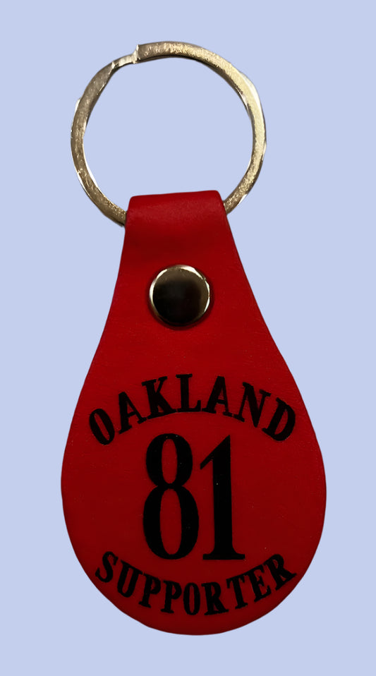 Support Oakland leather keychains