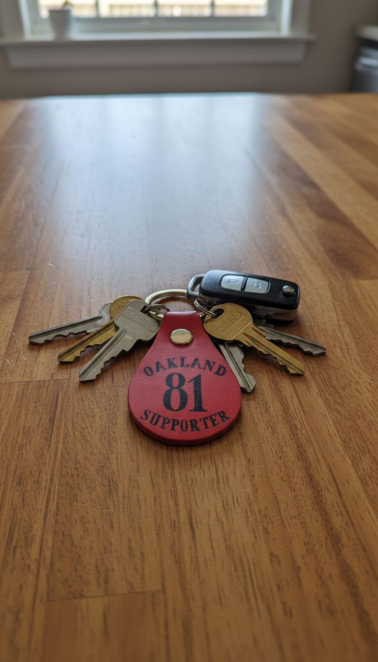 Support Oakland leather keychains
