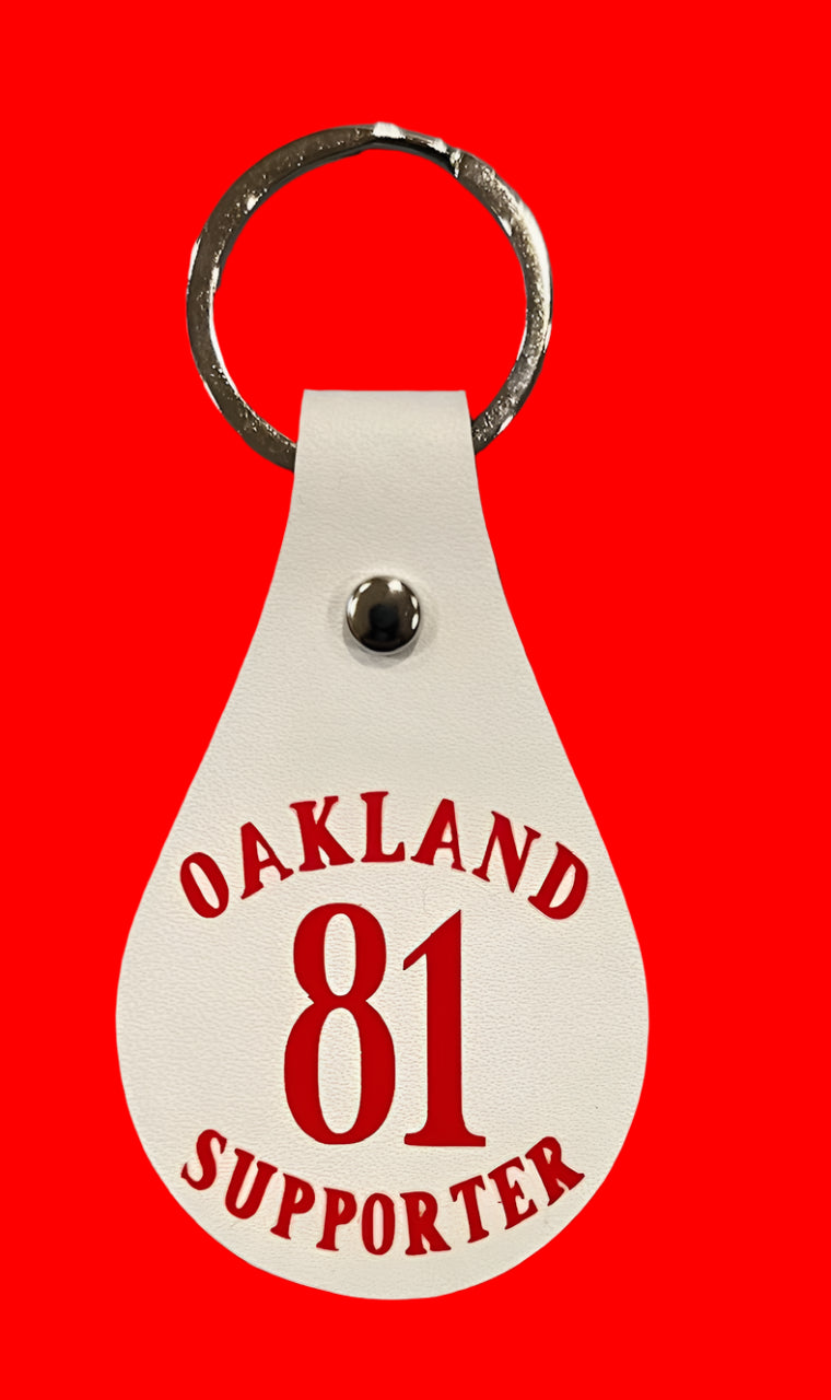 Support Oakland leather keychains