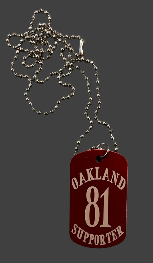 Support Oakland dog tag necklace