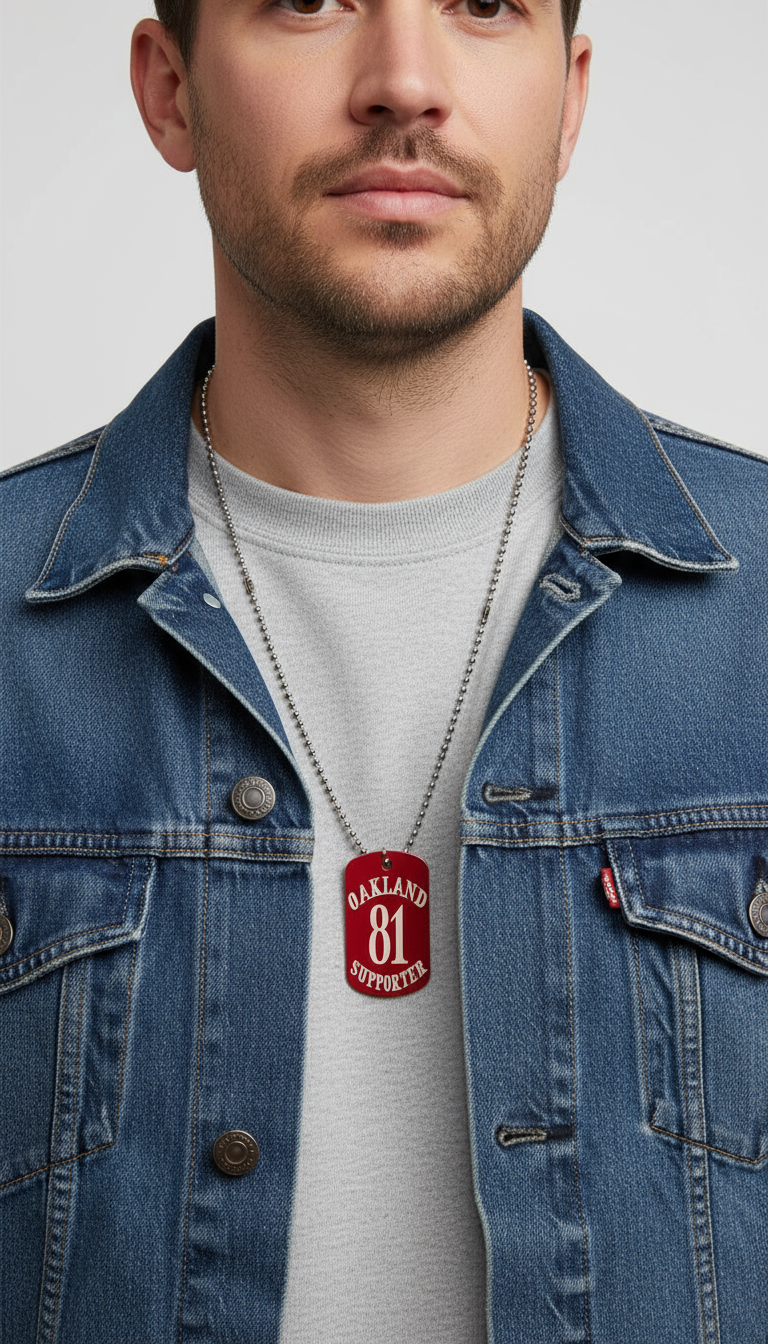 Support Oakland dog tag necklace