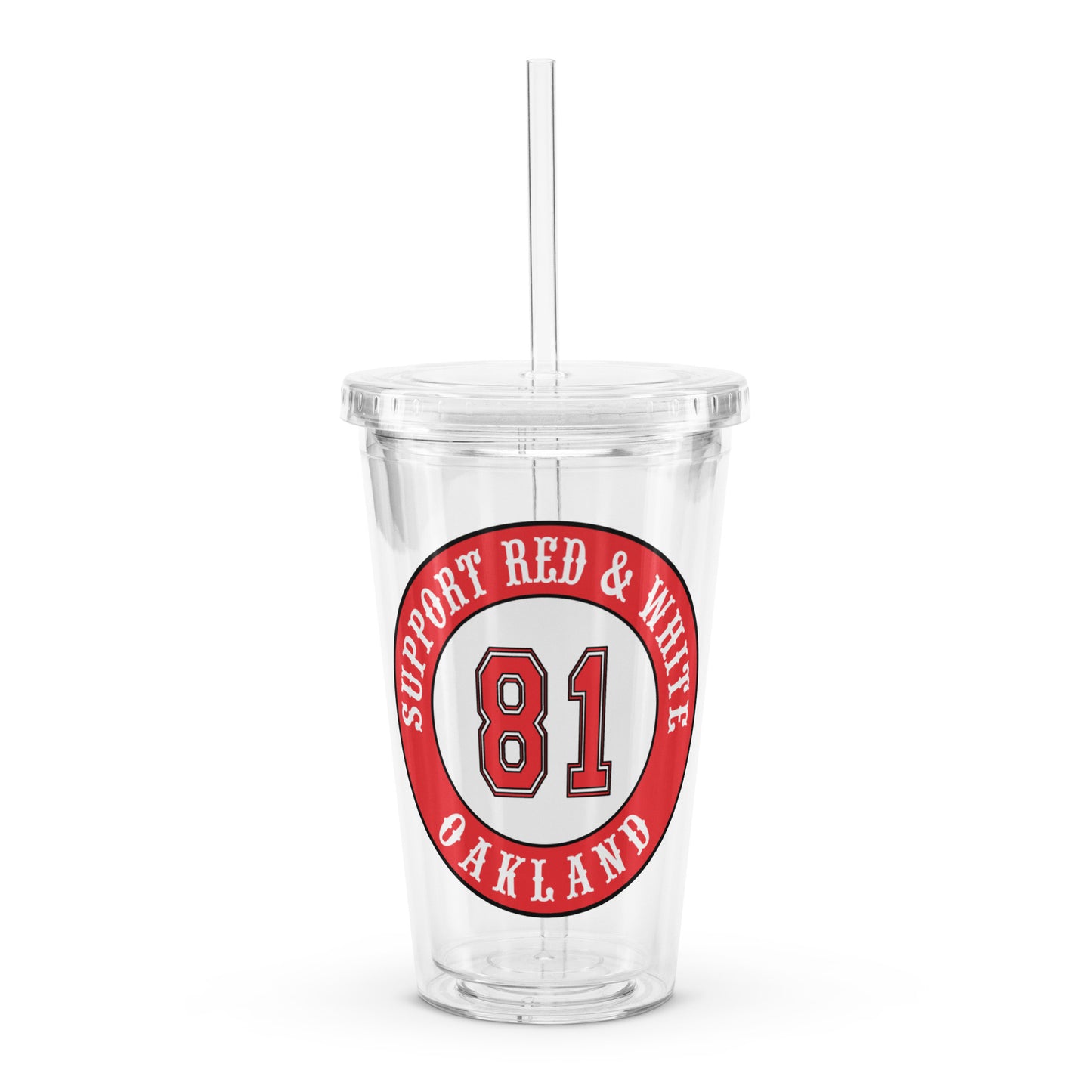 SUPPORT OAKLAND-Clear plastic tumbler