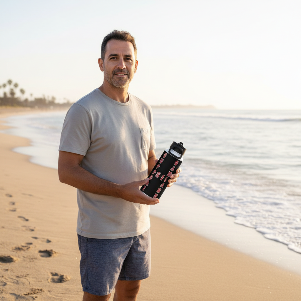 Support Oakland-Stainless steel water bottle with a straw lid