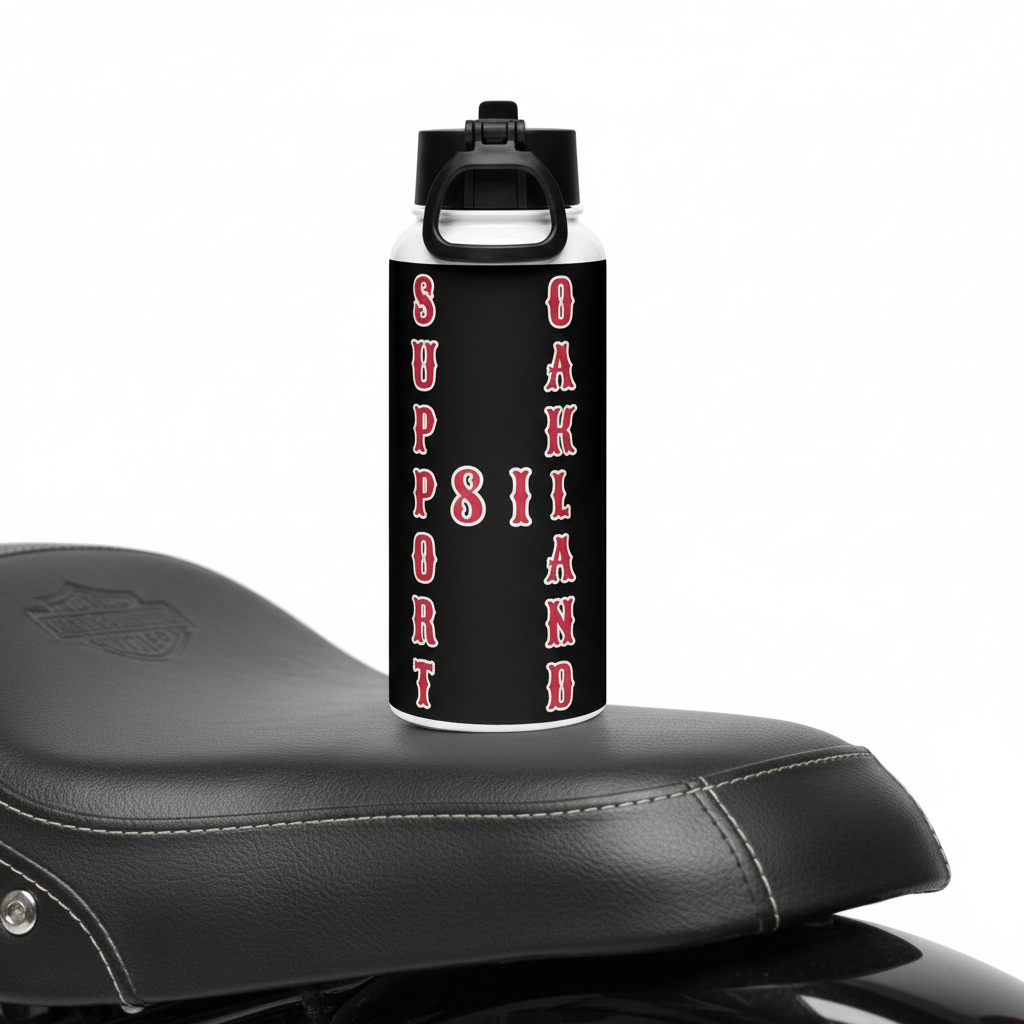 Support Oakland-Stainless steel water bottle with a straw lid