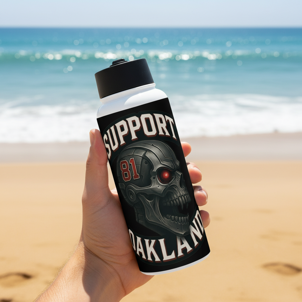 Support Oakland-Stainless steel water bottle with a straw lid