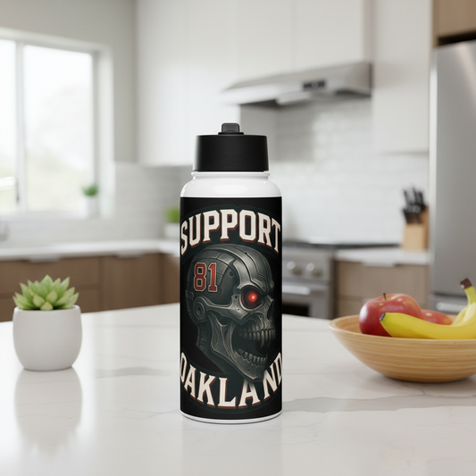 Support Oakland-Stainless steel water bottle with a straw lid