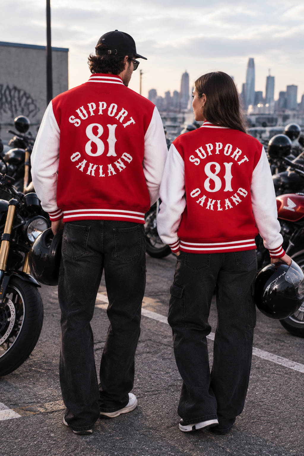SUPPORT OAKLAND-Heavyweight letterman jacket