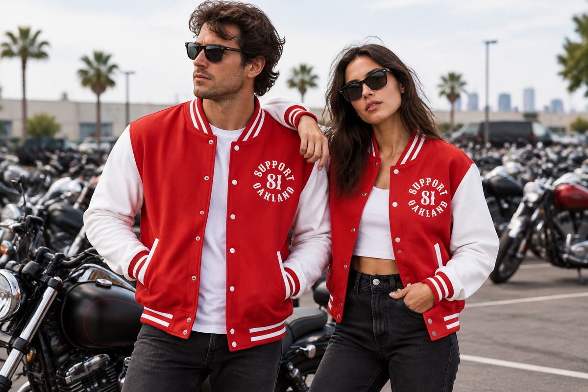 SUPPORT OAKLAND-Heavyweight letterman jacket
