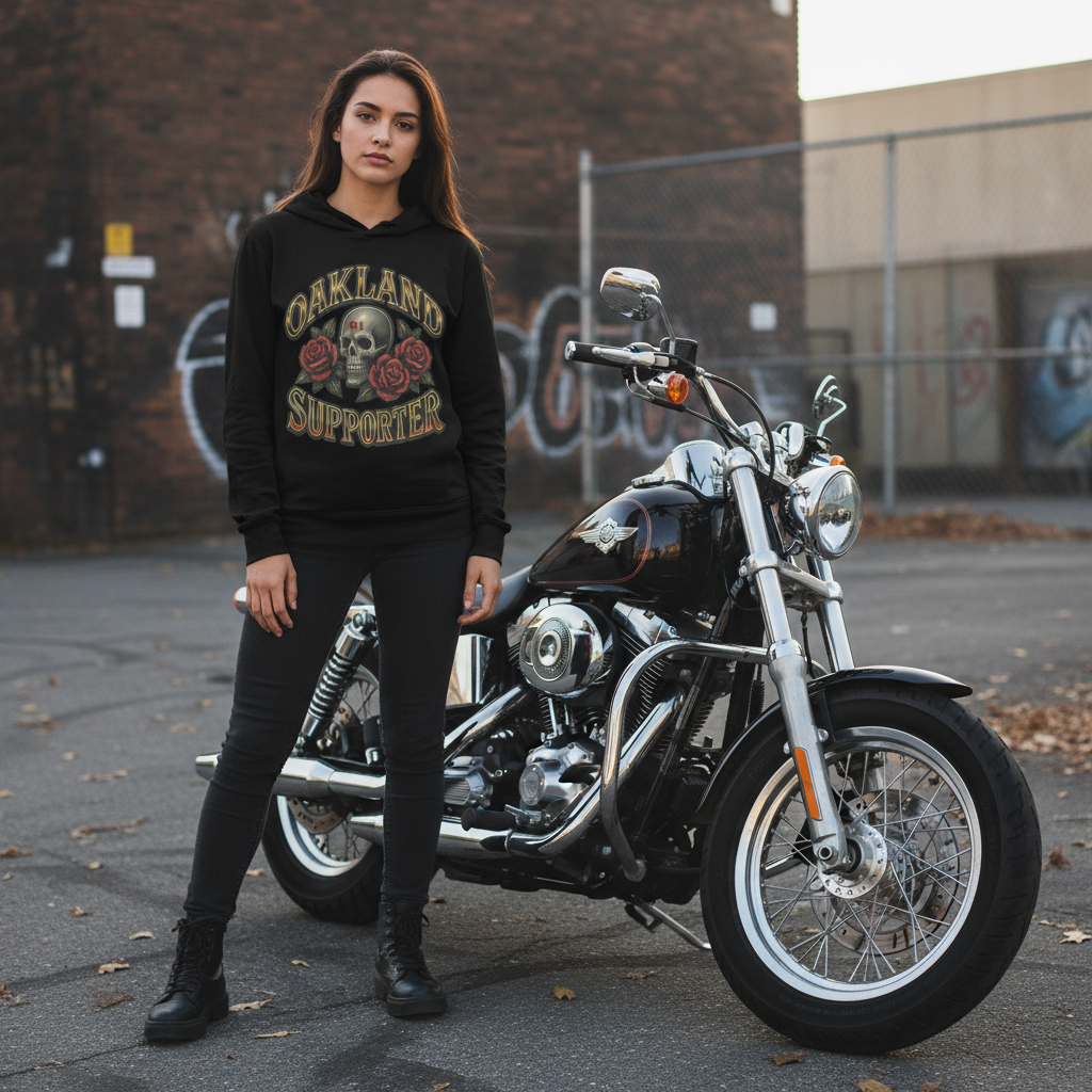 Support Oakland-Hooded long-sleeve tee